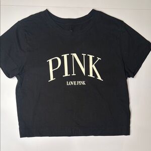 PINK Victoria's Secret Black Short Sleeve Tee Casual Cotton NWOT